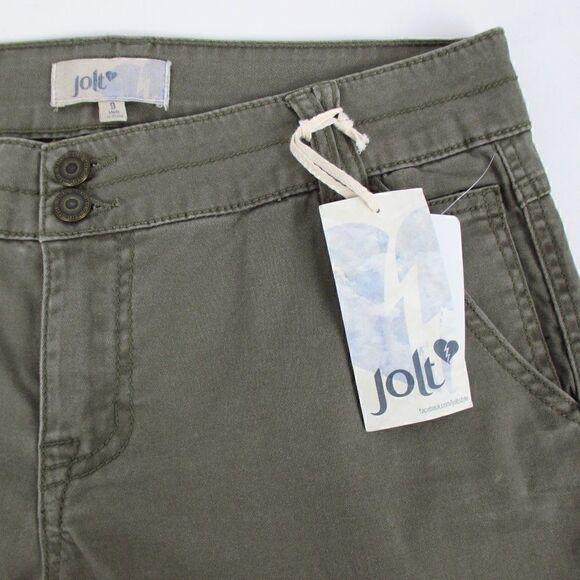 Nordstrom Jolt NWT Olive Green Patch Leg Pants Size 9 - Picture 6 of 8